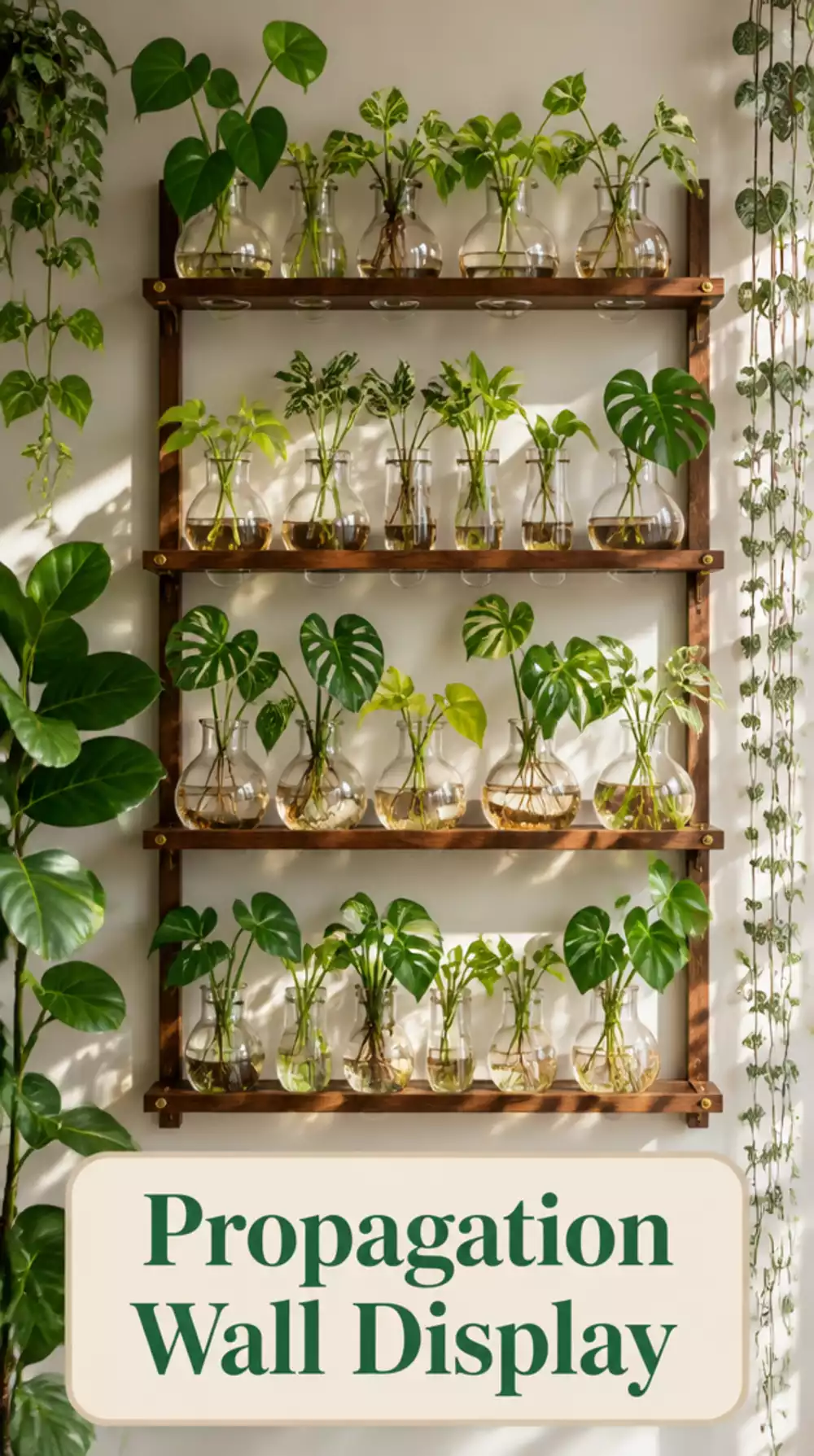 Propagation Wall Display with Multiple Glass Vessels That Doubles as Living Room Art