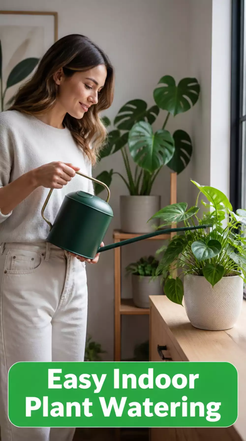 Indoor Plant Watering Can with a Long Spout That Reaches Every Pot Without Spilling