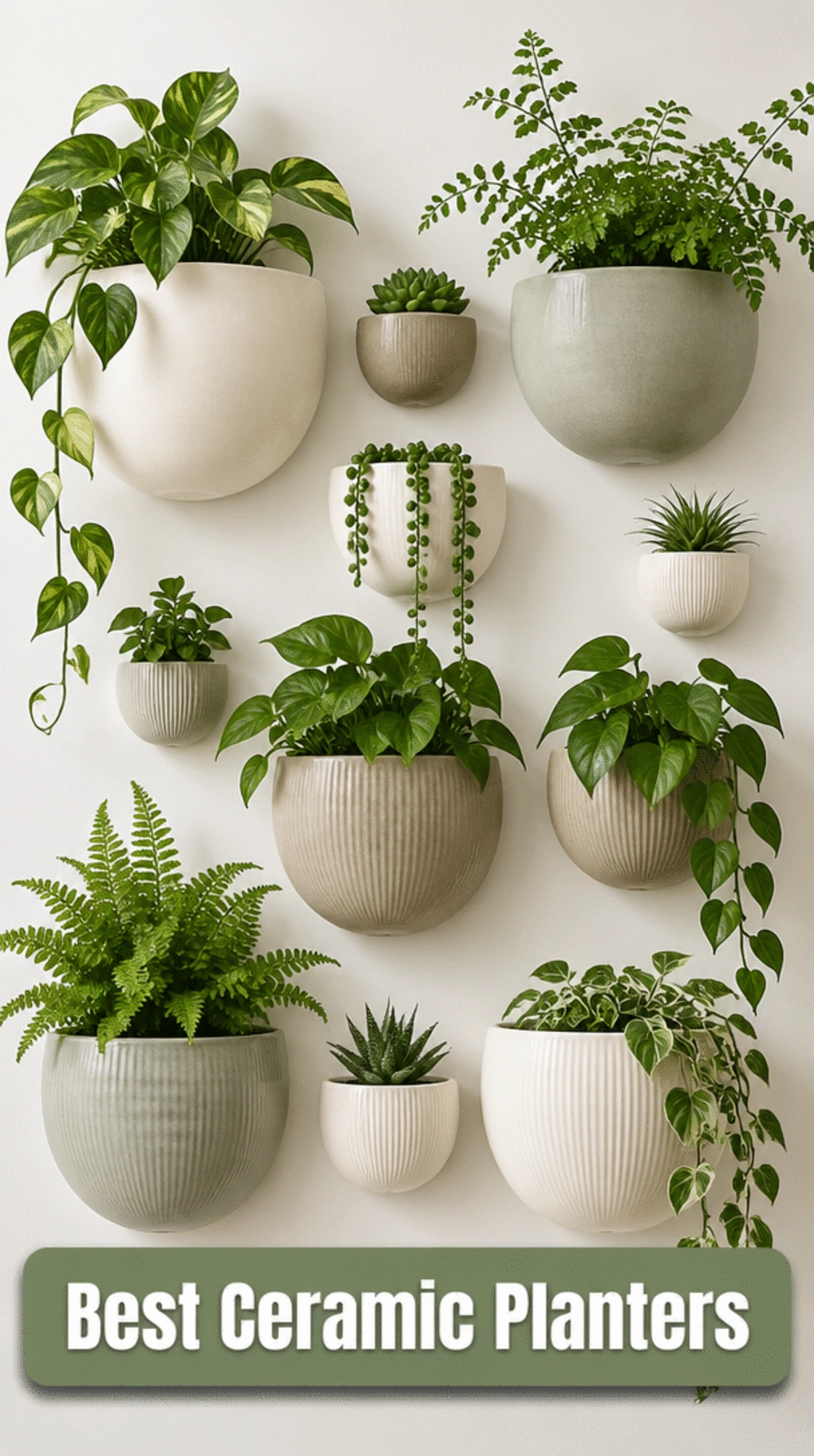 Wall-Hung Ceramic Planter Set in Three Sizes for a Minimal Indoor Plant Wall