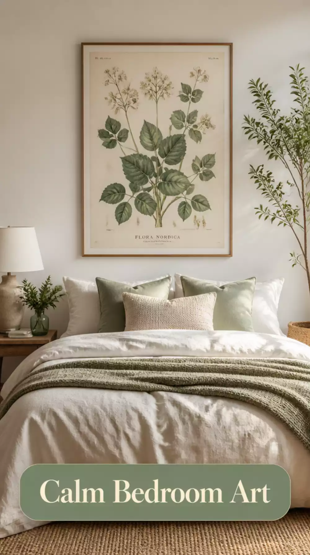 Bedroom Minimal Botanical Poster for a Calm Green Aesthetic