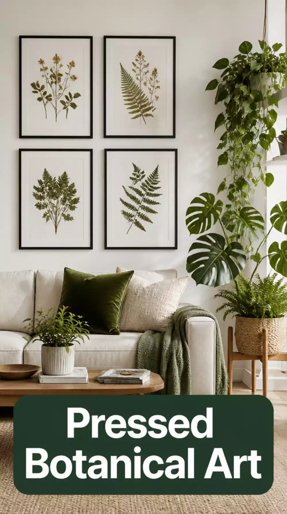 Pressed Botanicals in Black Frames for Elegant Plant Decor