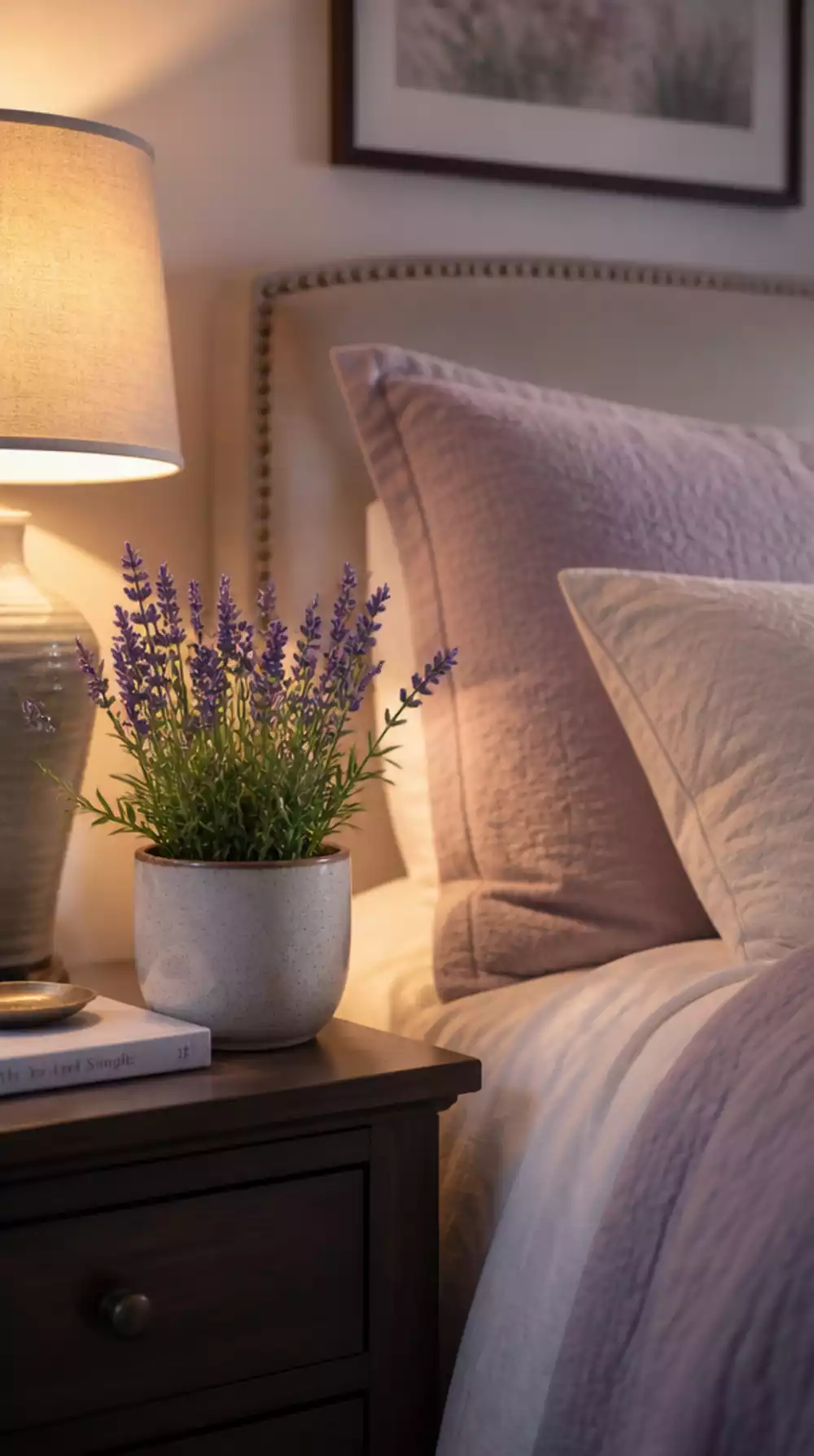 Bedroom Lavender Plant in a Small Ceramic Pot That Reduces Stress While You Rest
