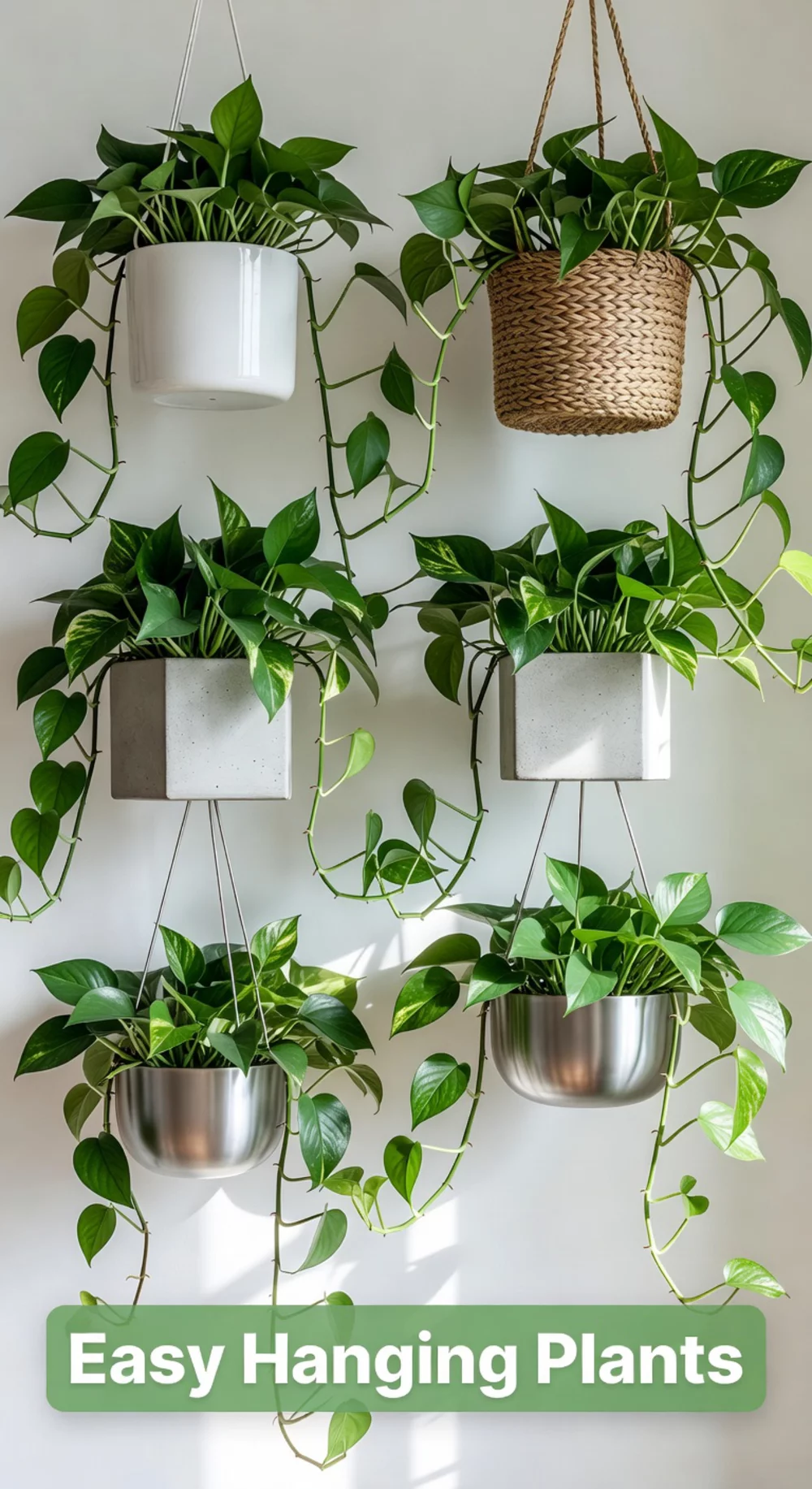 Apartment Pothos in a Hanging Planter That Trails Without Taking Floor Space