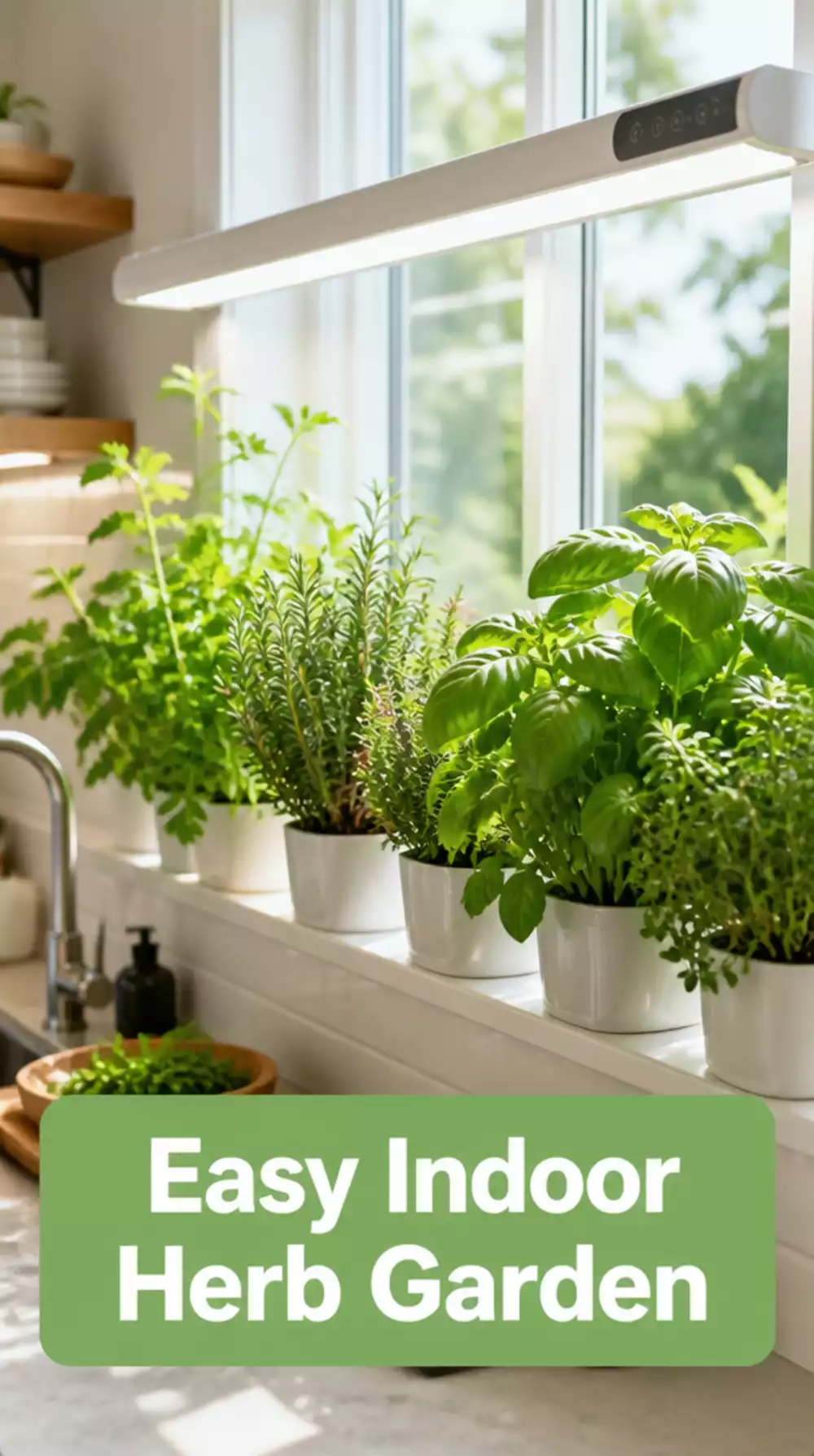 Kitchen Herb Window Grow Light Bar That Extends the Growing Season All Winter