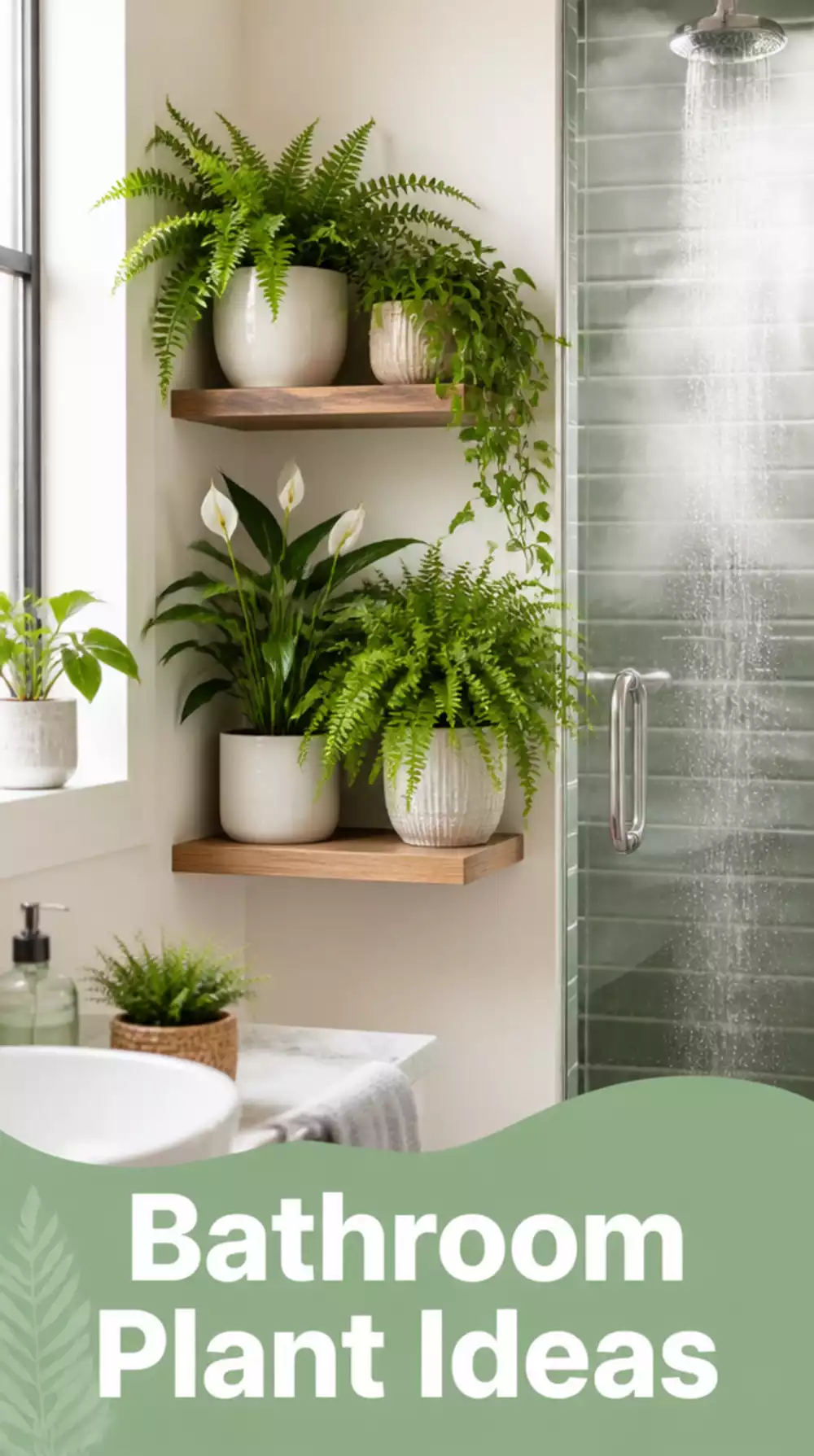Bathroom Humidity-Loving Plant Shelf Where Shower Steam Does the Hard Work
