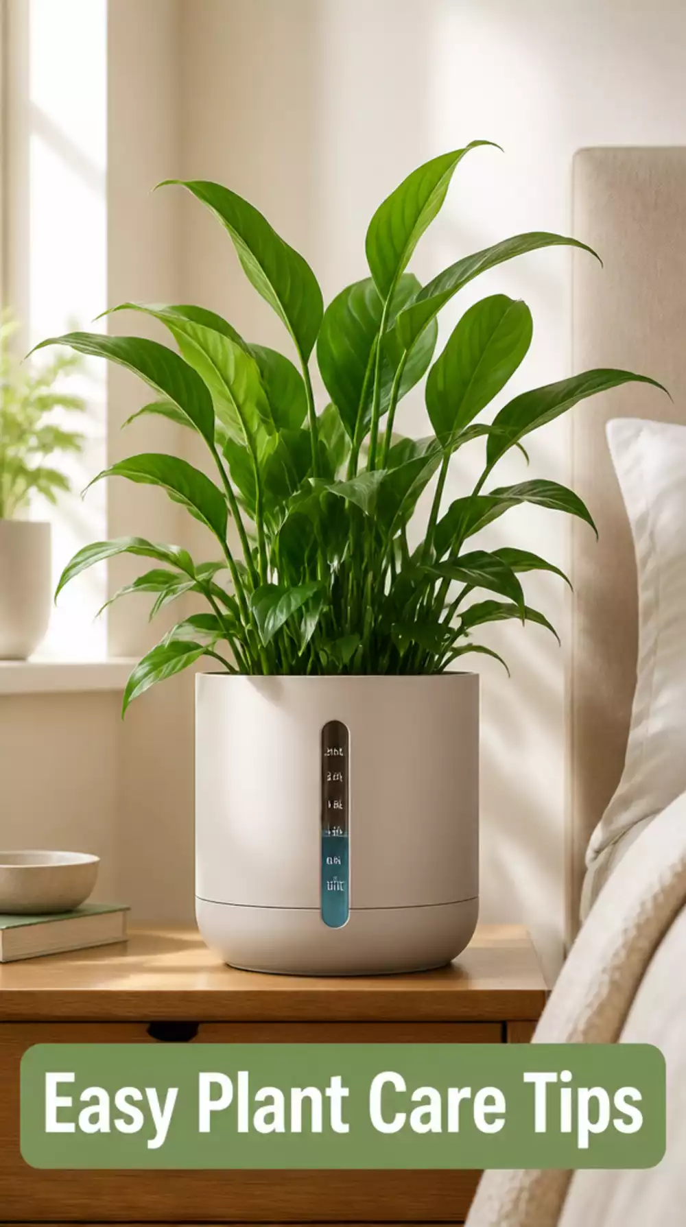 Bedroom Self-Watering Planter with a Clear Water Level Window So You Never Guess