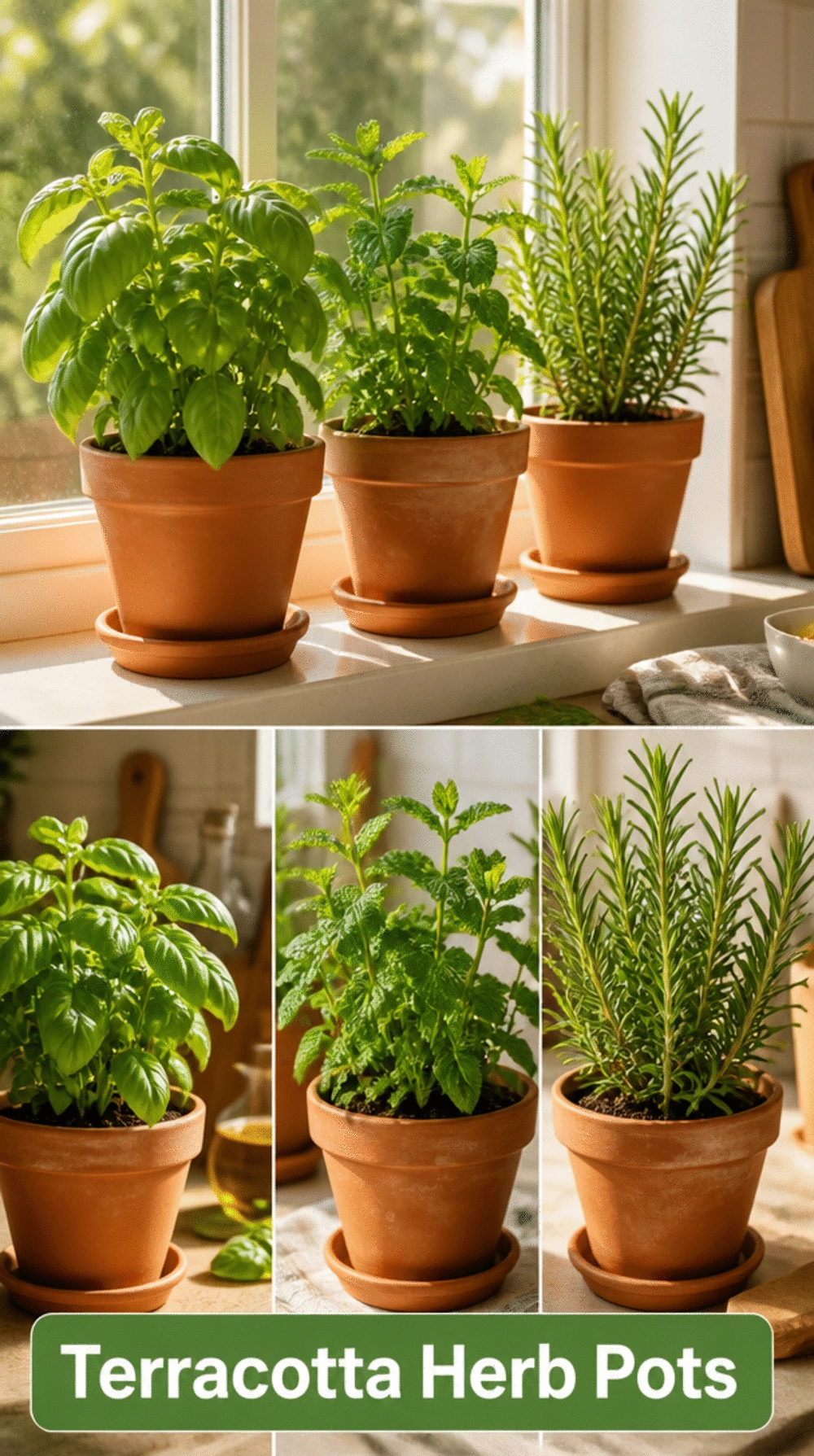 Kitchen Window Sill Terracotta Herb Pots That Keep Basil Growing All Year