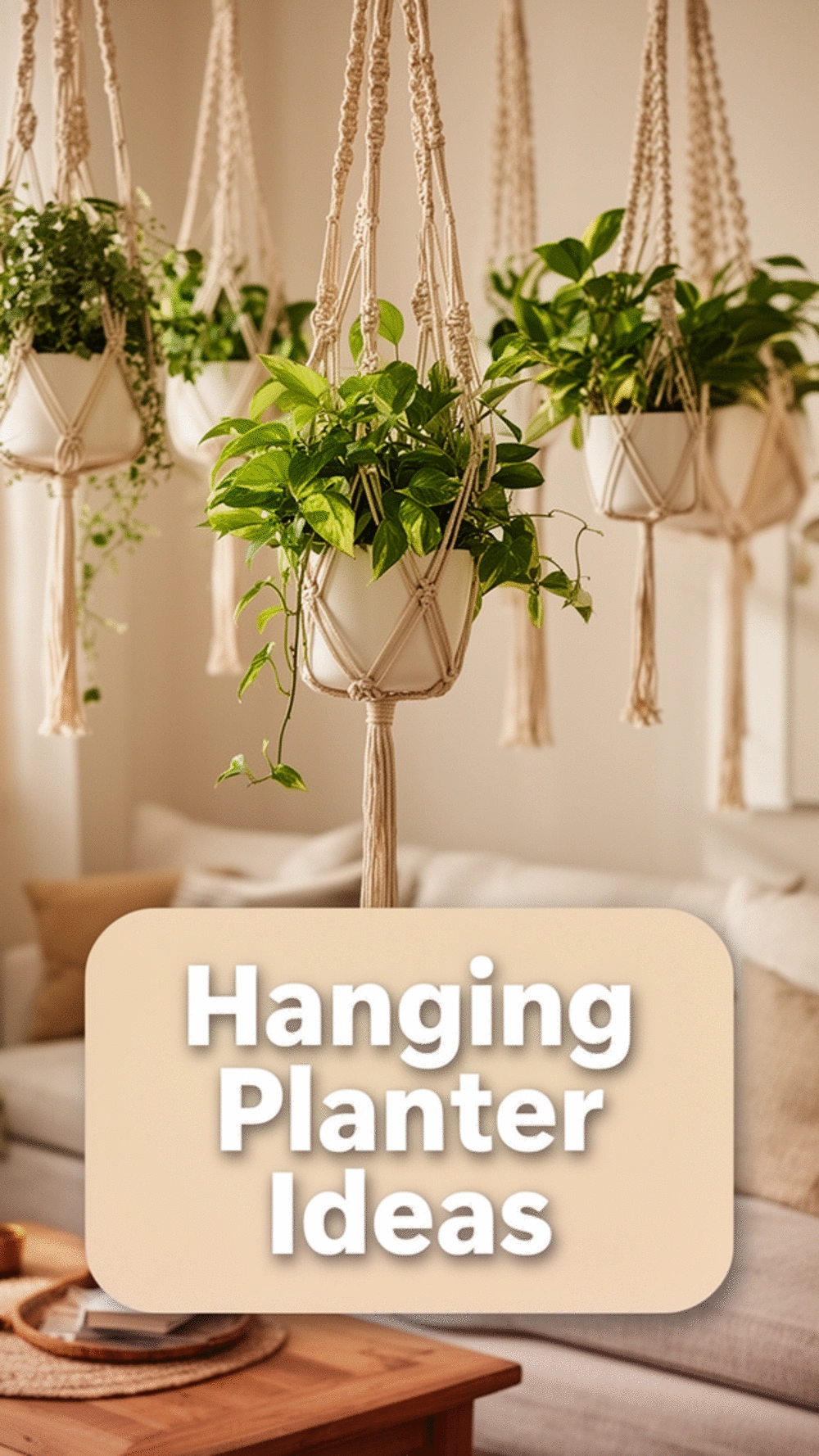 Hanging Planter in Macramé That Adds Height to a Cozy Living Space