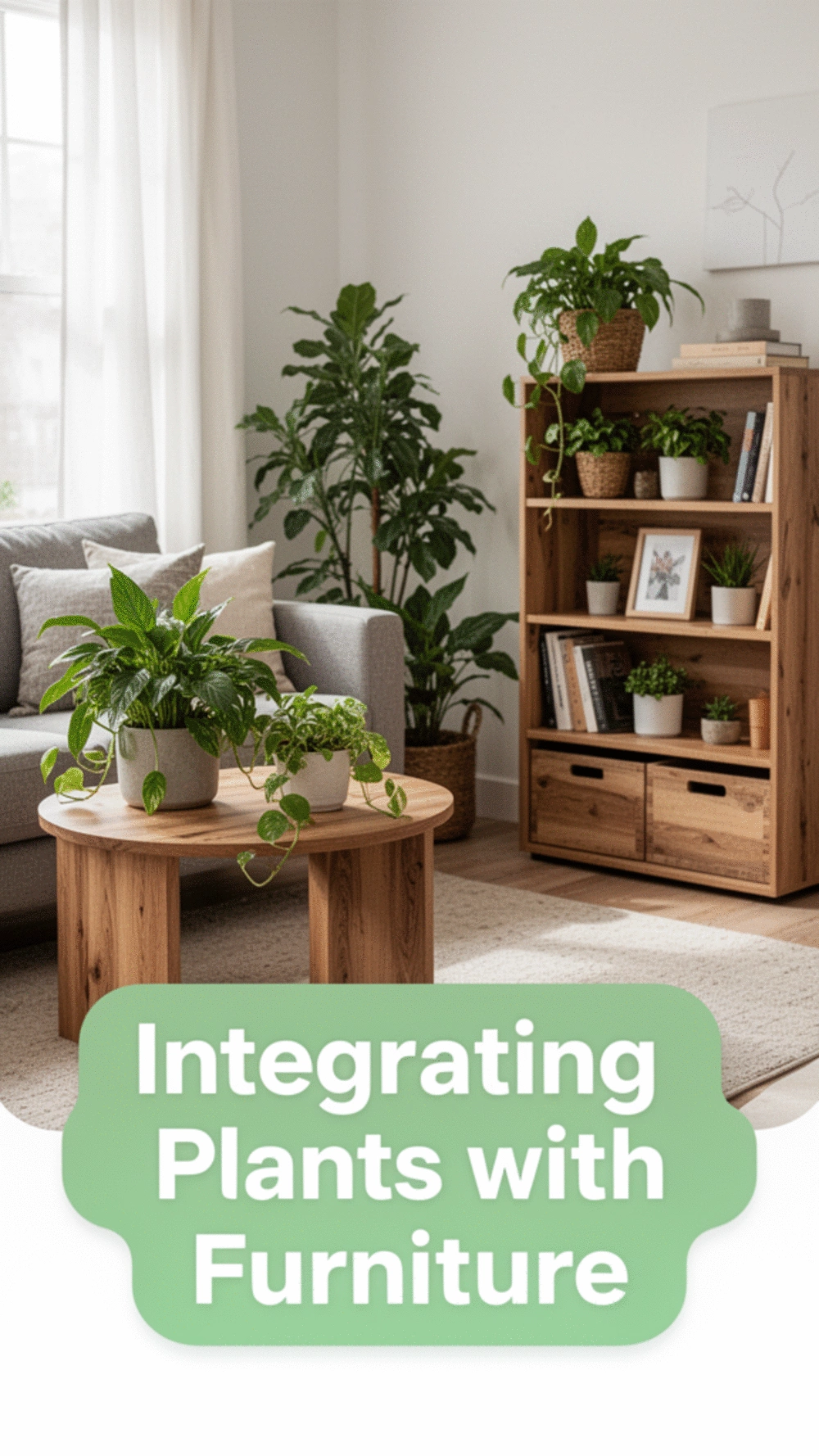 Creating a cohesive look by integrating plants with furniture in small spaces