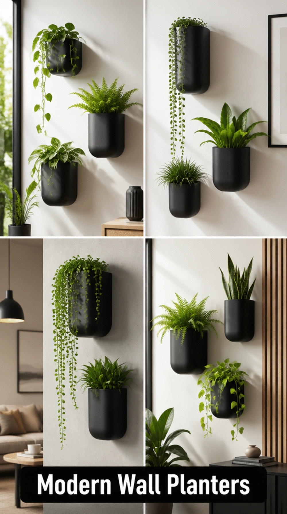 Wall-Mounted Hanging Bracket Planter in Matte Black for a Modern Indoor Display