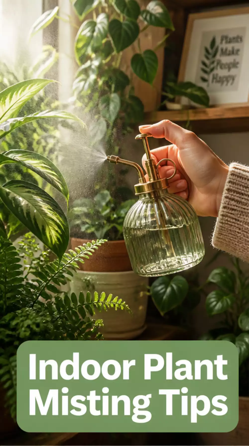Indoor Plant Misting Bottle in Glass That Boosts Humidity on Dry Winter Days