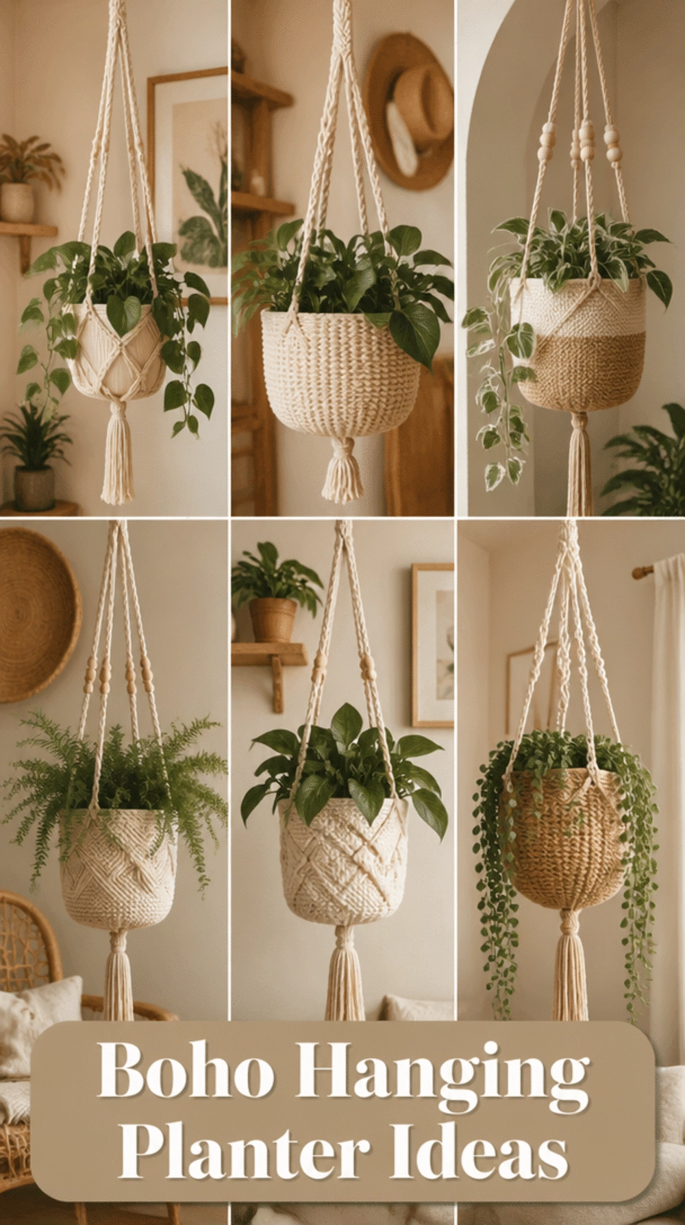 Bedroom Hanging Planter in Woven Cotton That Suits a Boho Neutral Aesthetic