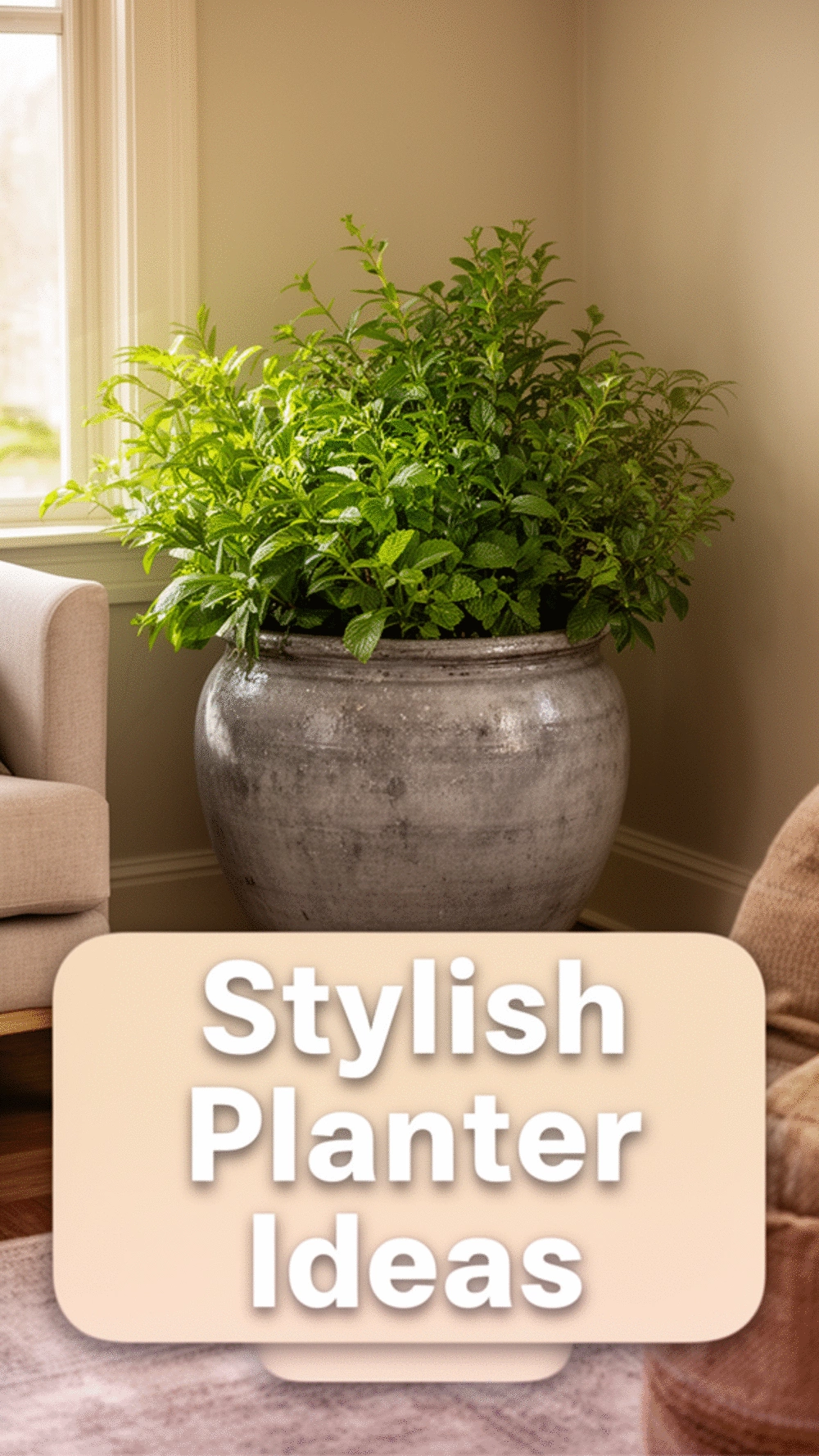 Large Ceramic Planter in a Warm Earthy Tone for Living Room Corners