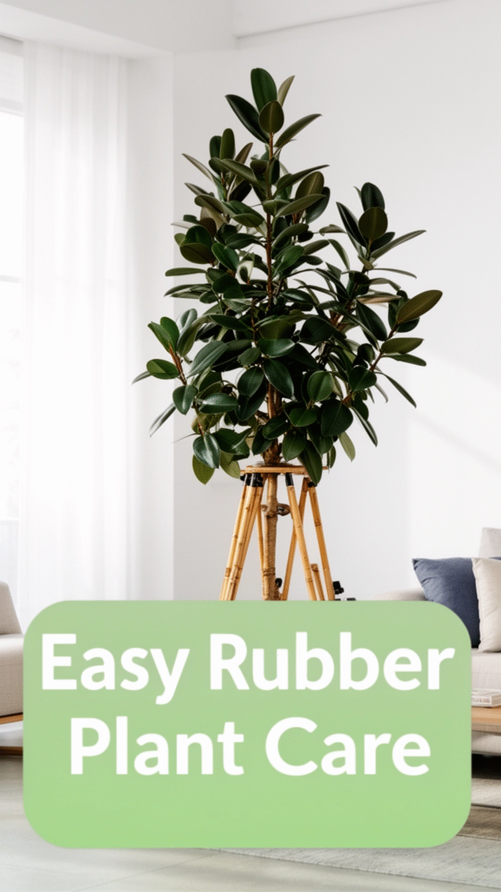 Rubber Plant in a Tall Planter That Looks Dramatic with Minimal Care