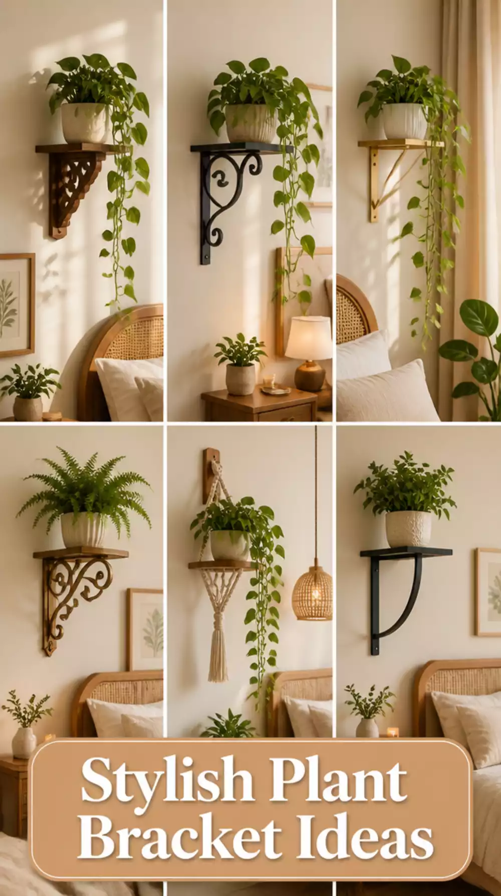 Bedroom High-Wall Plant Bracket That Mounts Pots Well Above Pet-Level Height