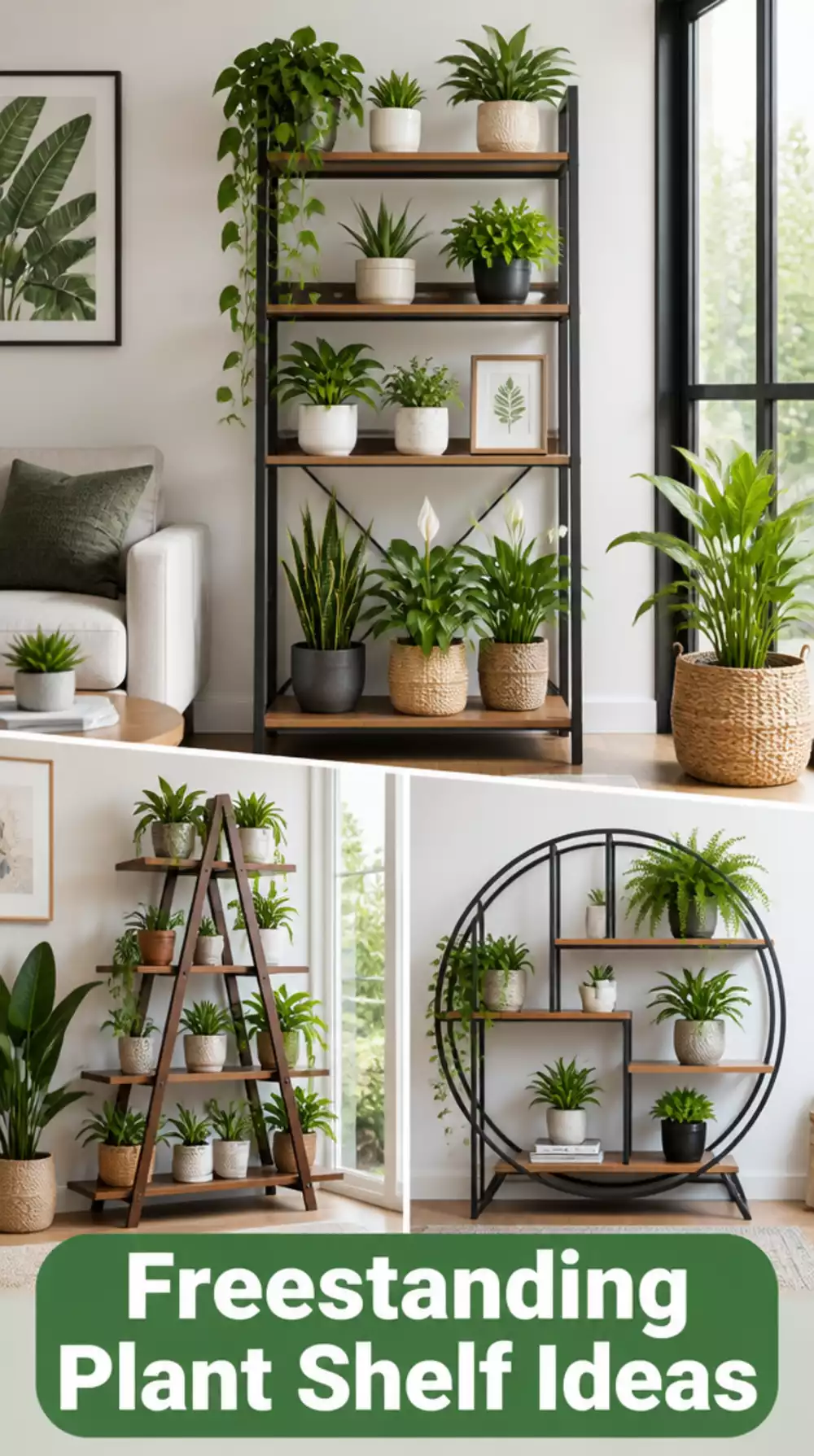 The Freestanding Plant Shelf Trick That Makes a Rental Living Room Look Designed