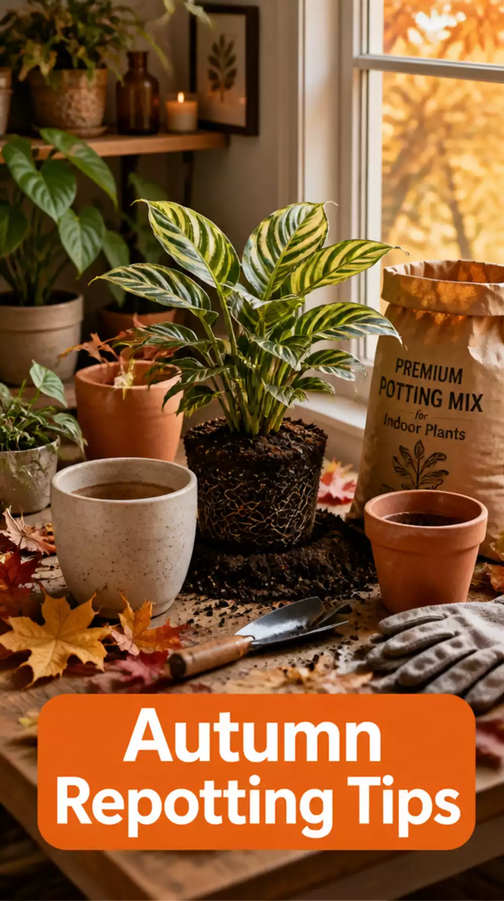 Autumn Repotting Potting Mix That Gives Indoor Plants Fresh Nutrients Before Winter