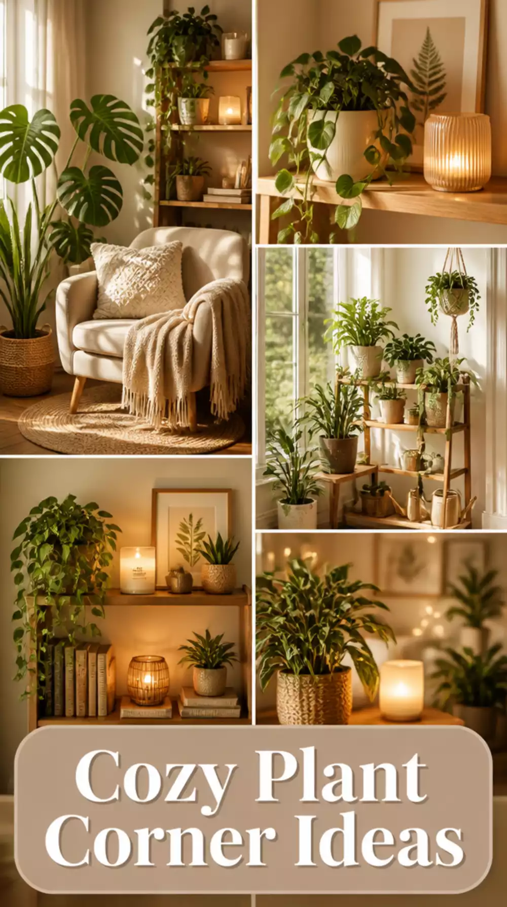 Indoor Plant Corner with Soft Warm Lighting That Makes Any Room Feel Like a Retreat