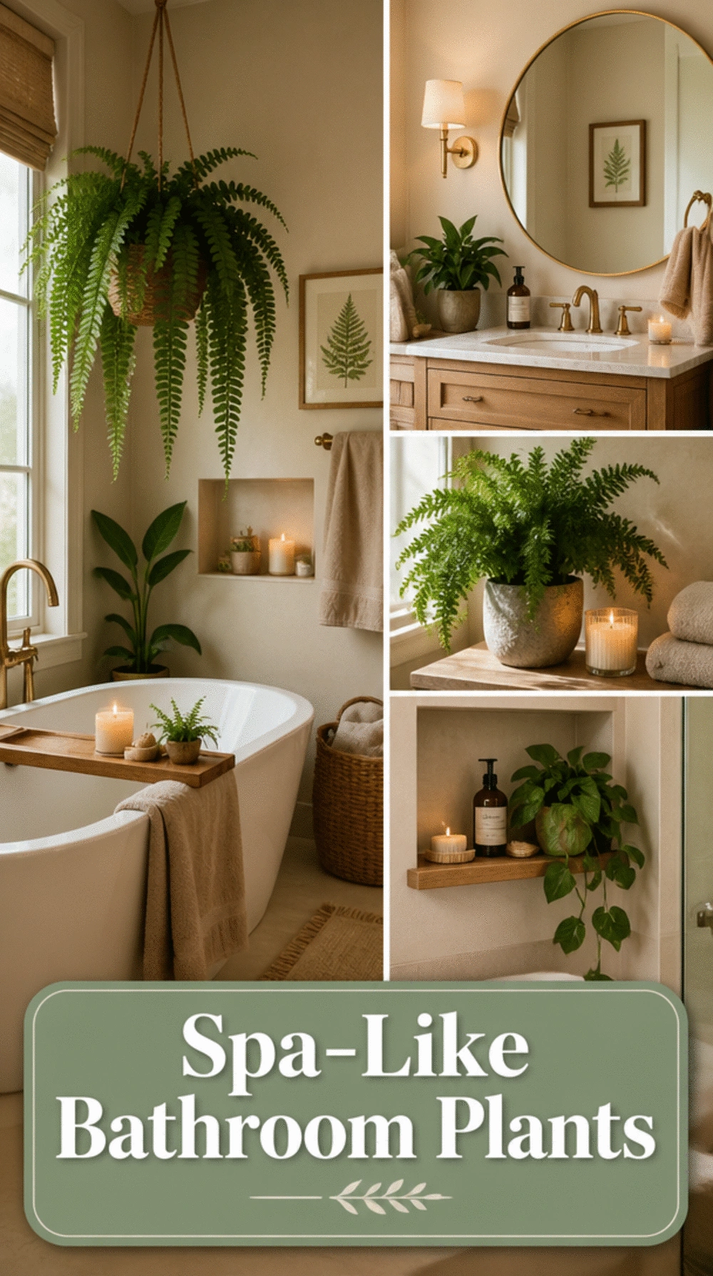 Bathroom Hanging Planter with a Lush Fern That Creates a Spa-Like Atmosphere