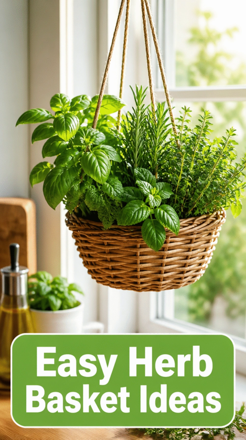 Kitchen Hanging Herb Basket by the Window That Saves Counter Space Entirely
