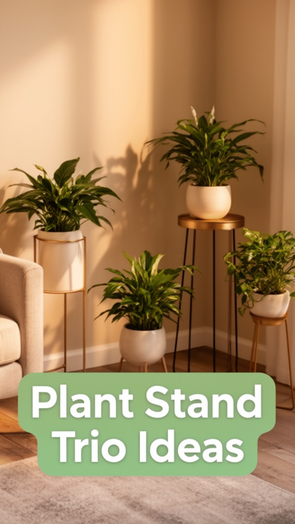 Living Room Plant Stand Trio That Fills an Empty Corner Beautifully