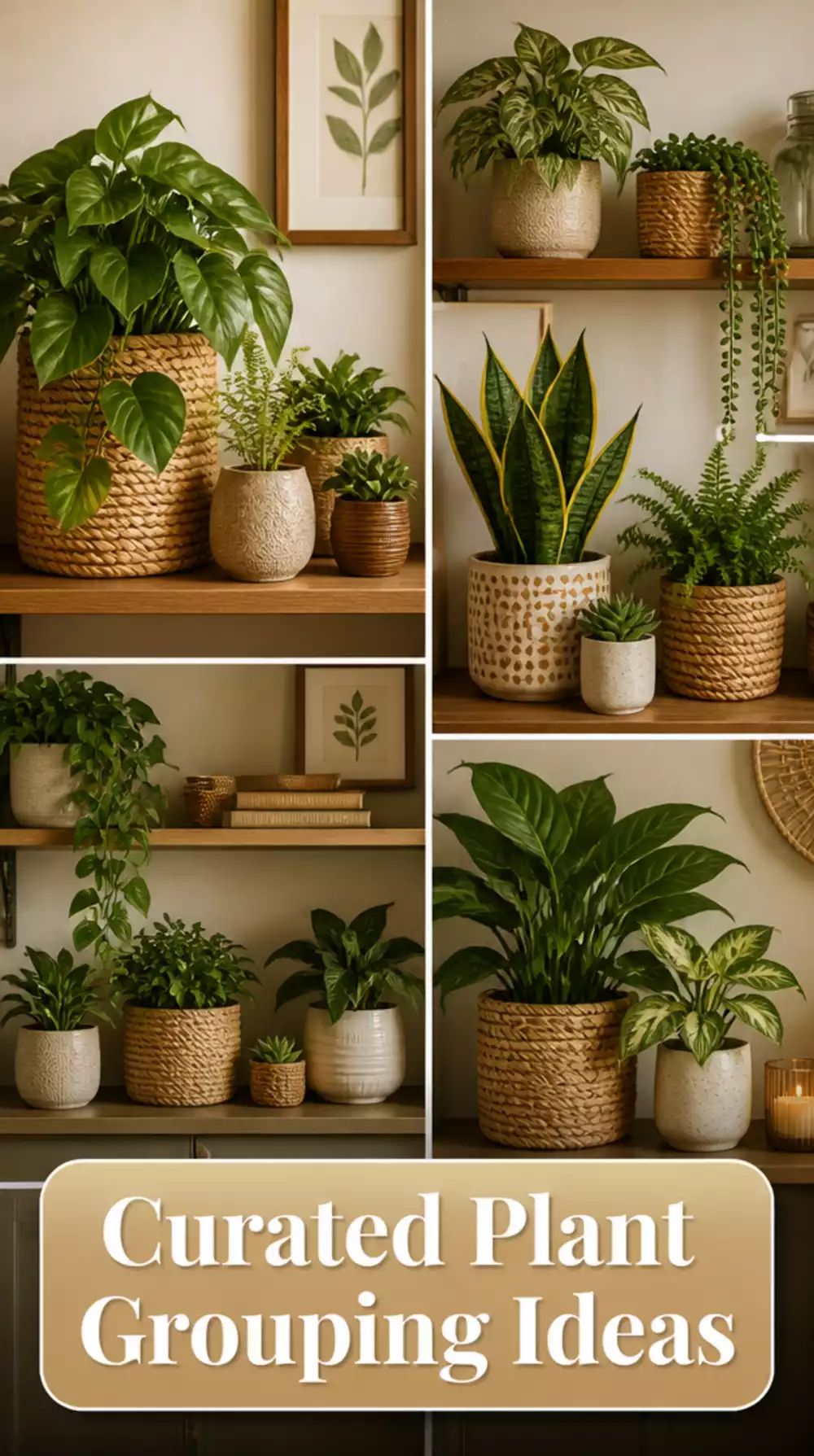 Woven Basket and Ceramic Pot Mix That Makes a Plant Grouping Look Curated Not Cluttered