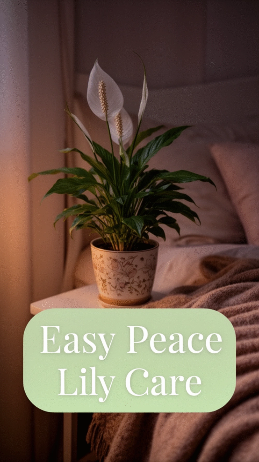 Peace Lily on a Bedroom Shelf That Blooms Even in Low-Light Rooms