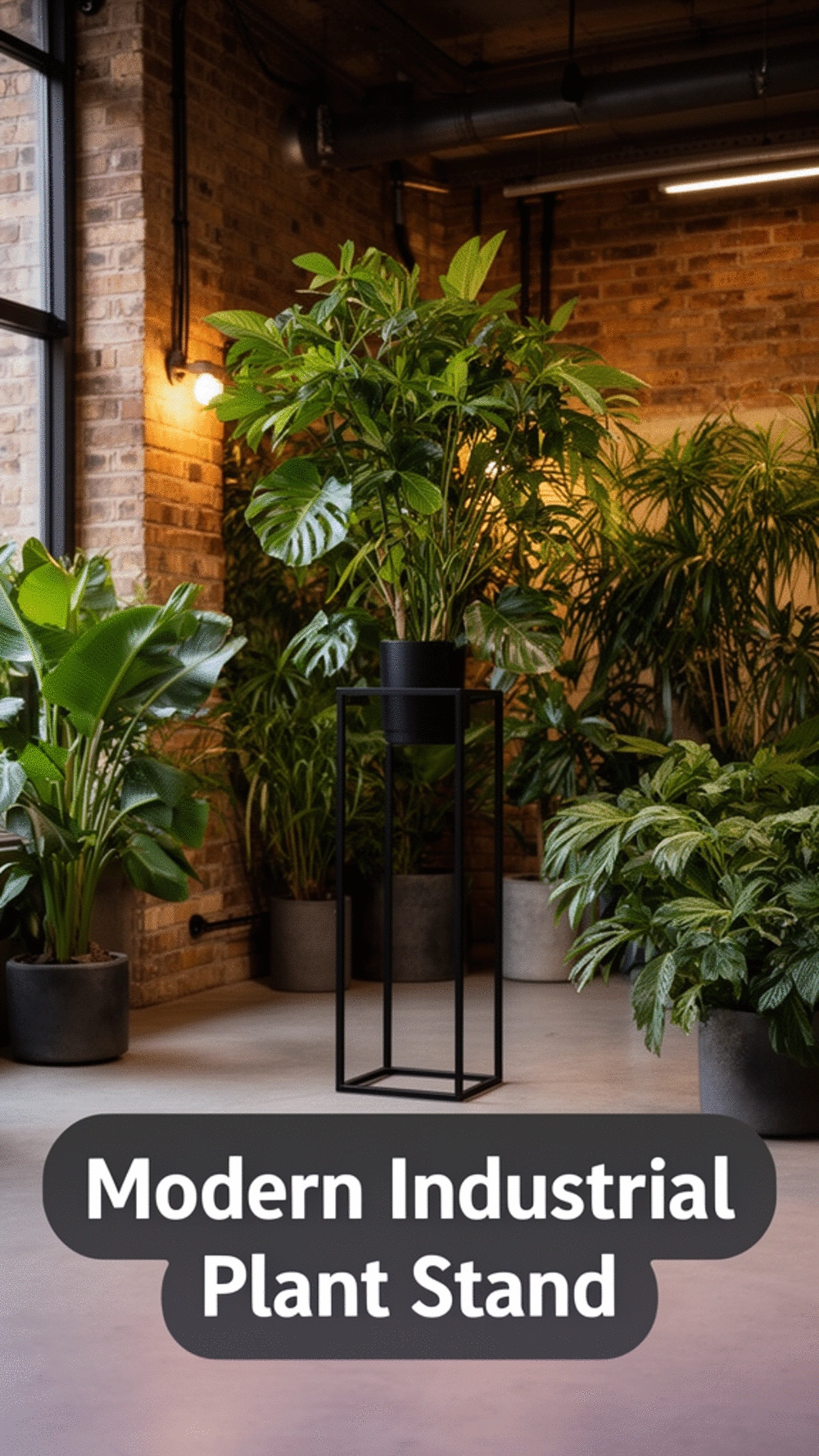 Indoor Iron Plant Stand in Black for a Modern Industrial Aesthetic