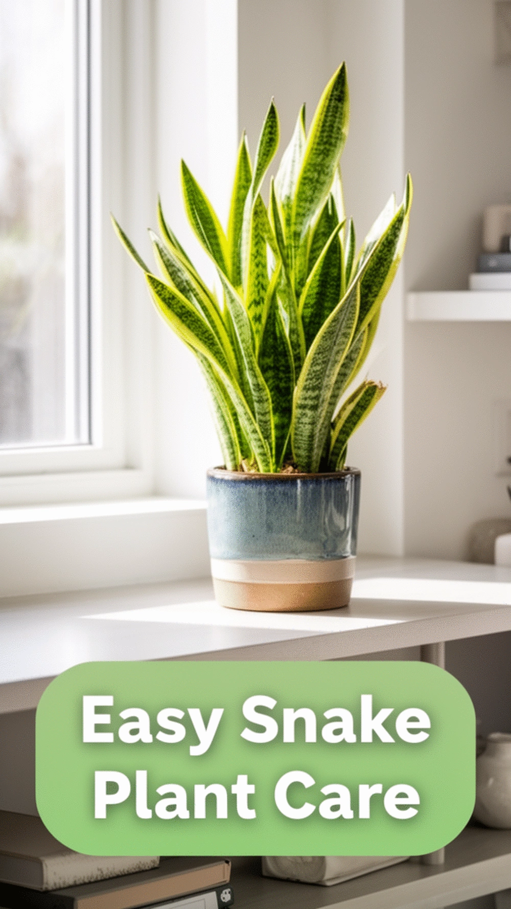 Snake Plant in a Ceramic Pot That Survives Low Light and Neglect