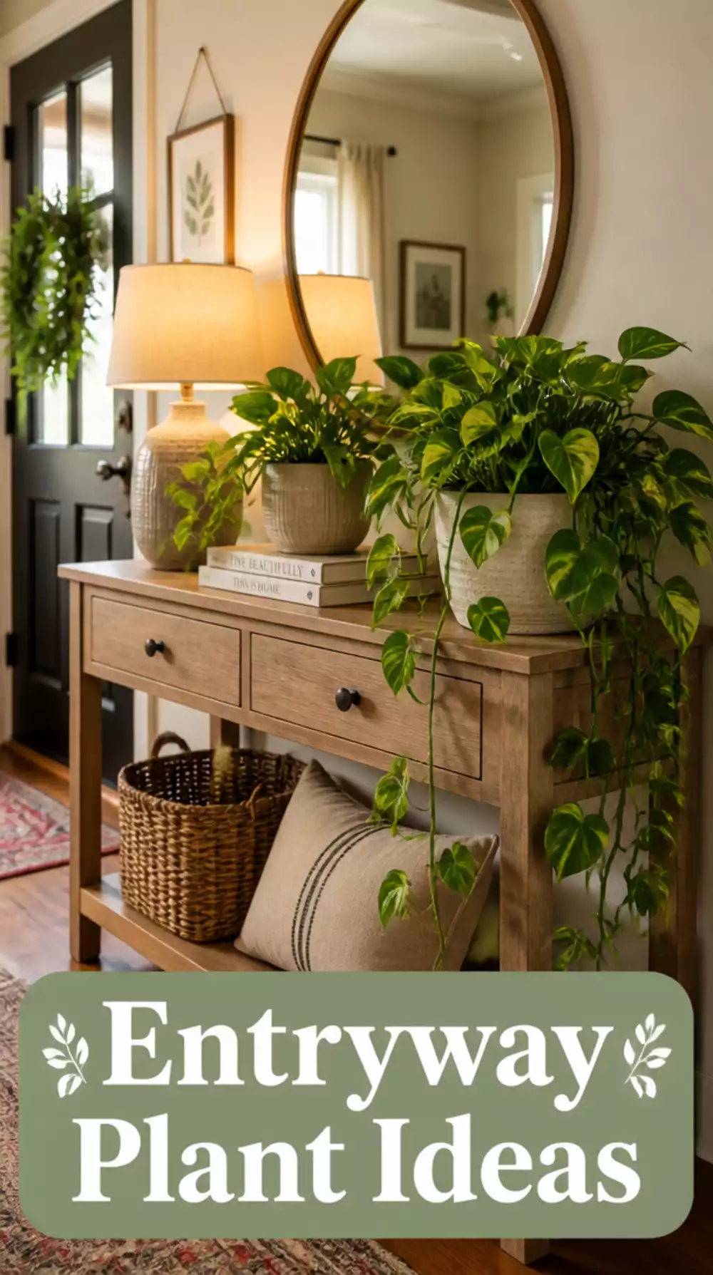 Entryway Console Table Pothos in a Trailing Planter That Welcomes Every Guest