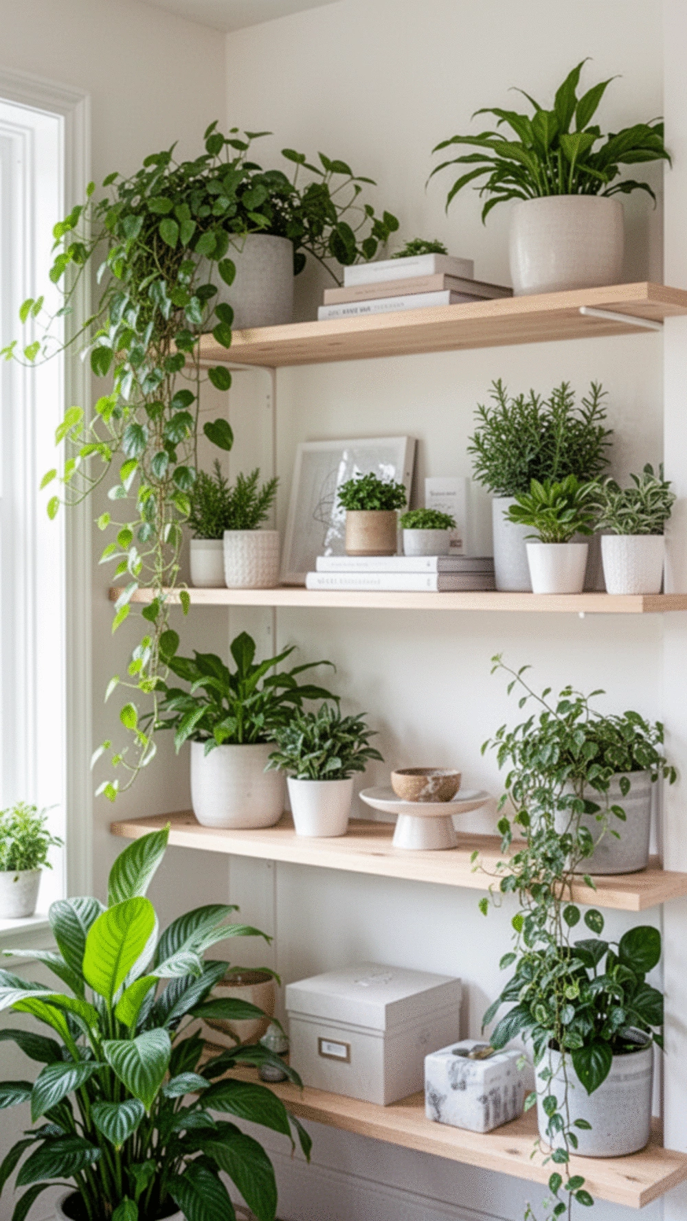 Beautiful Ideas for Styling Shelves with Greenery to Refresh Your Space