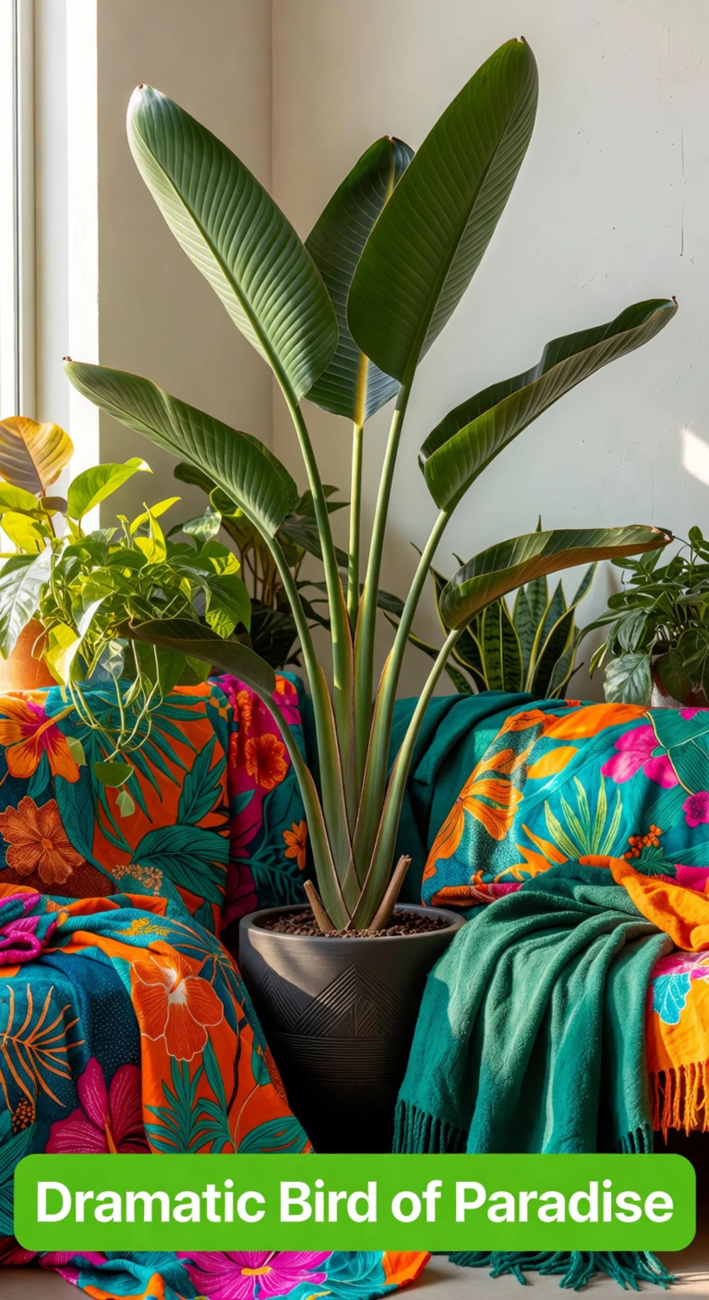 Living Room Bird of Paradise Plant That Creates a Dramatic Tropical Focal Point