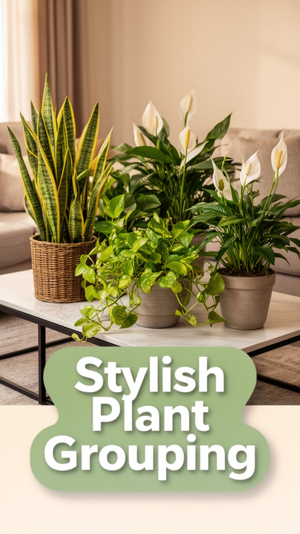 Living Room Air-Purifying Plant Grouping That Doubles as a Styled Display