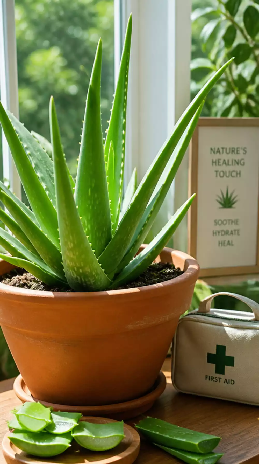 Aloe Vera Plant in a Wide Terracotta Pot That Doubles as a Natural First-Aid Plant