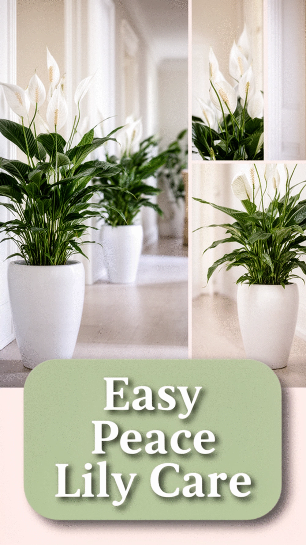 Peace Lily in a White Ceramic Pot That Blooms in Low-Light Hallways