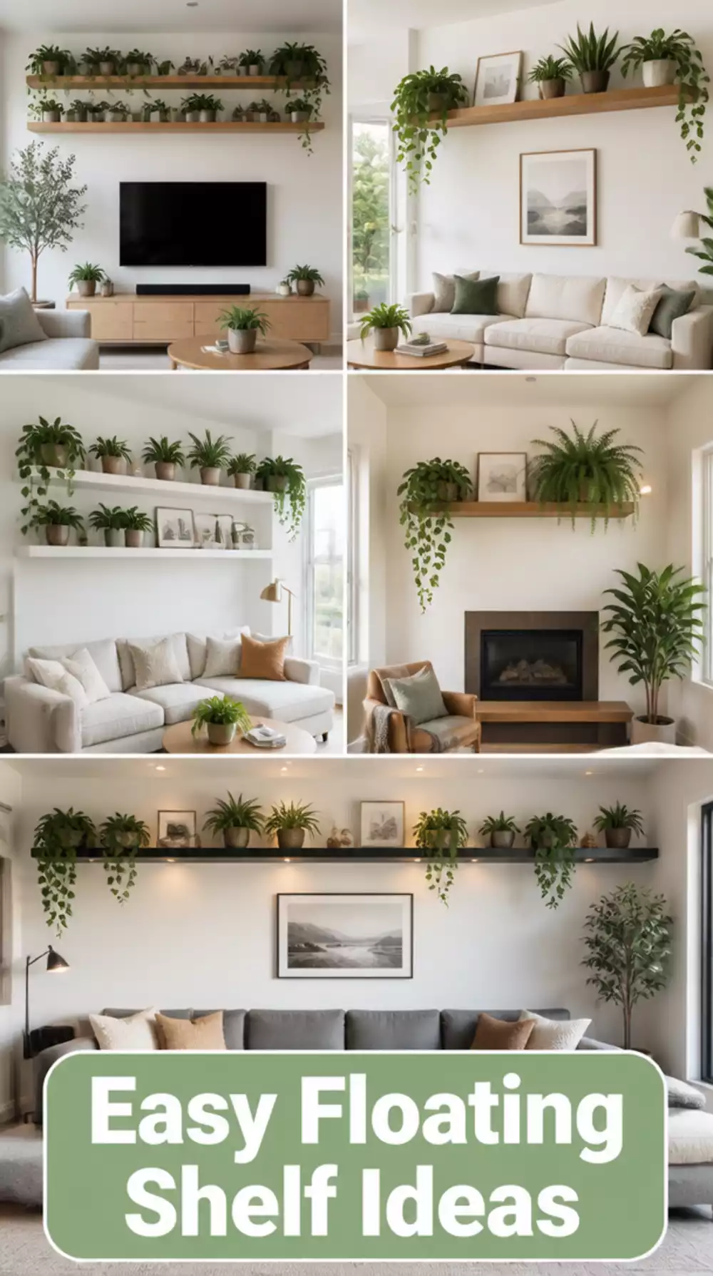 Living Room High Floating Shelf Plant Display That Dogs and Cats Cannot Access