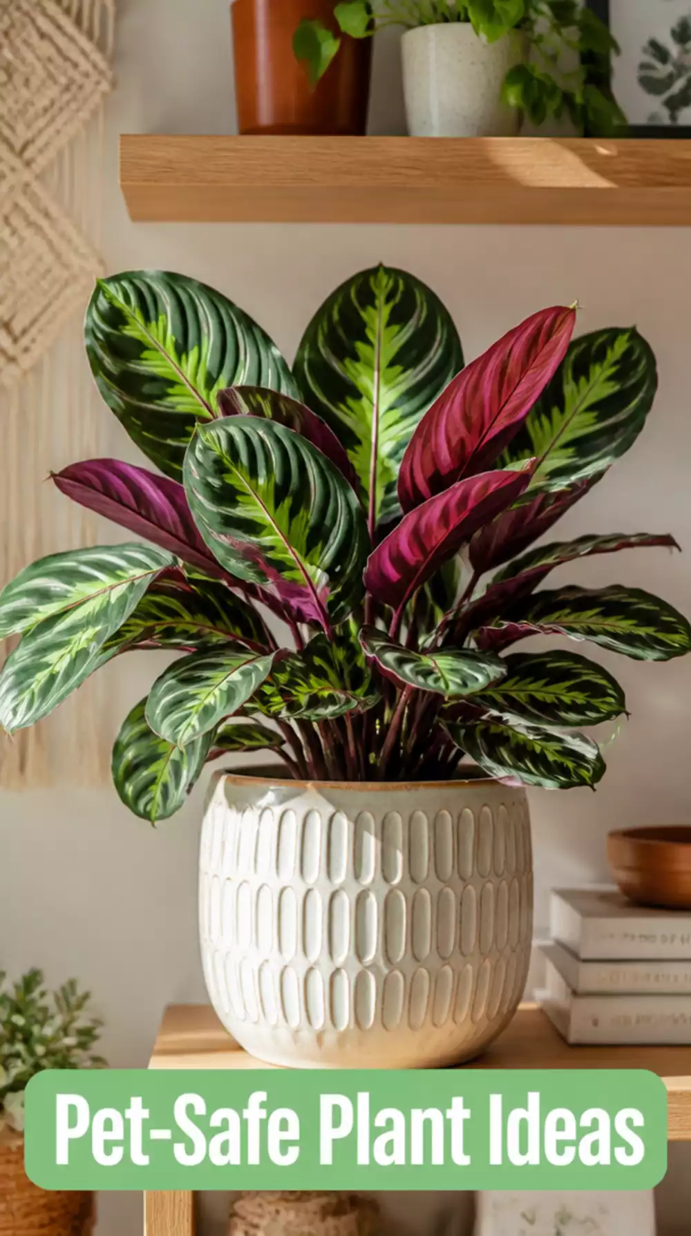 Non-Toxic Calathea in a Heavy Ceramic Pot That Won't Tip When Cats Nudge It