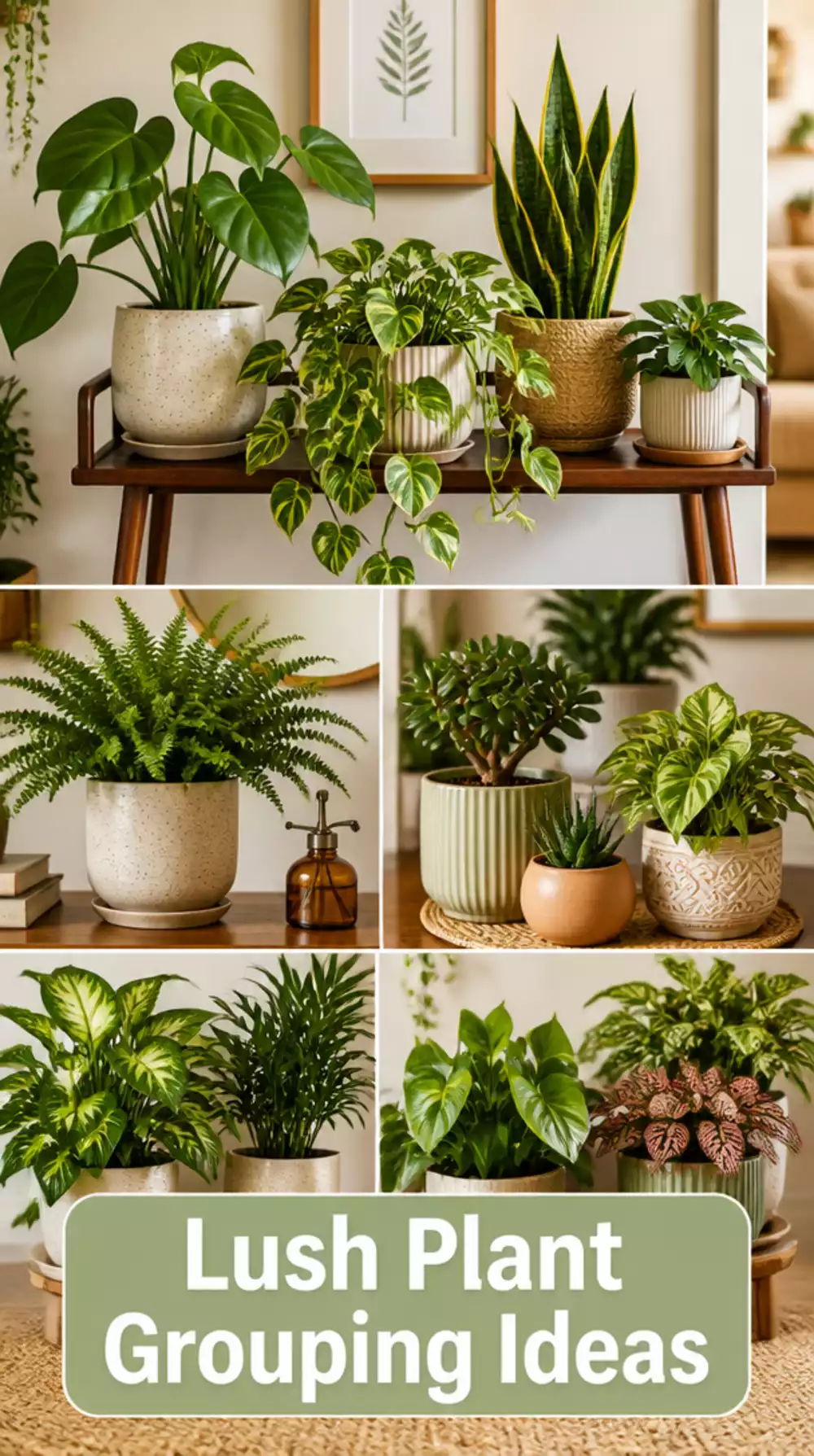 Living Room Lush Plant Grouping That Creates a Calming Natural Focal Point